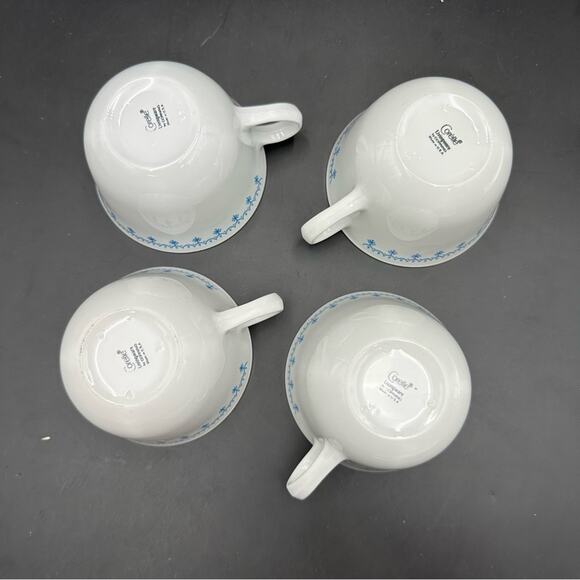 X4 Vintage Corelle Livingware Blue Garland Snowflake Tea Cup Mugs holiday kitsch - Picture 4 of 5